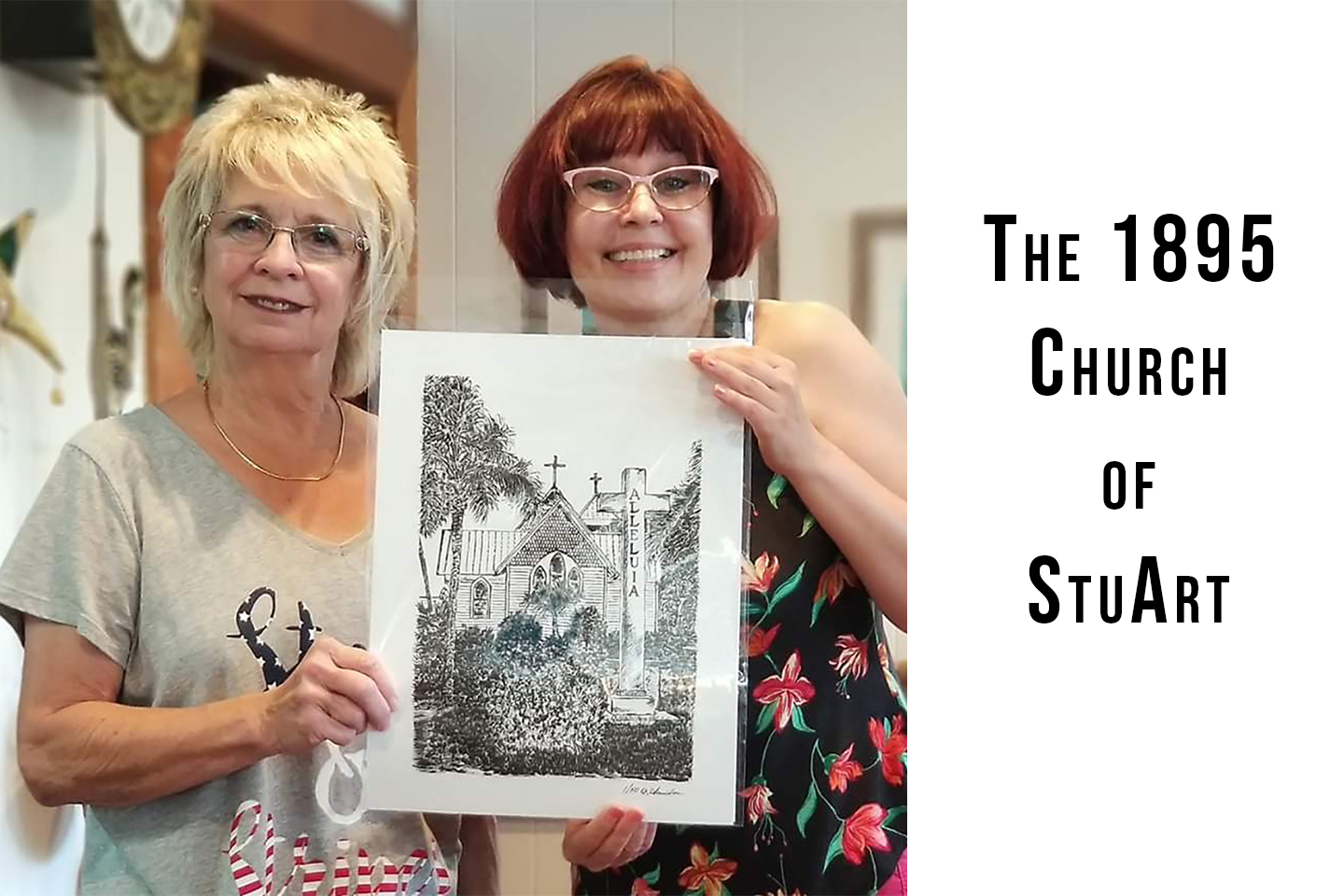 The 1895 Church of StuArt, historical building of the first community church, also known as the pioneer church, built in Stuart in 1895. Local history and art. Fine art studio in Downtown Stuart, Florida